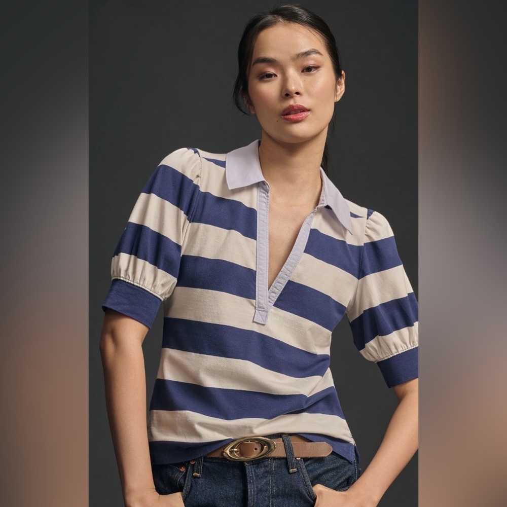 Maeve Puff Sleeve Polo Top